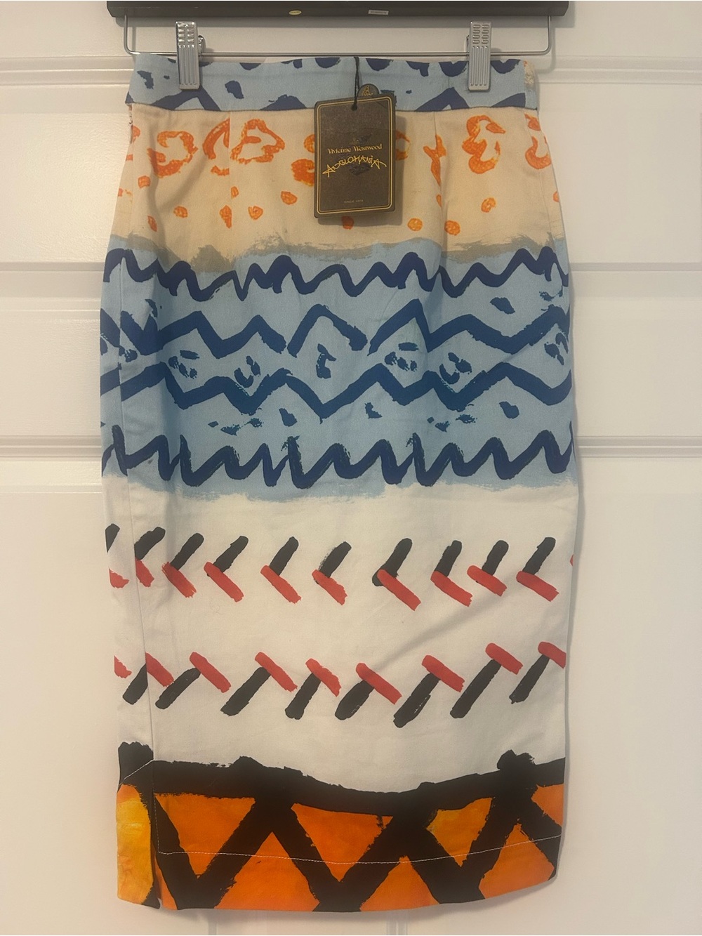 Vivienne Westwood Anglomania Multicolor Tribal Pencil Skirt - Blue/Orange/Red - Picture 2 of 4